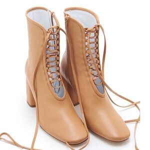 Daniela Shevel BellaDonna Women's Tan Lace-Up Block Heel Ankle Boots